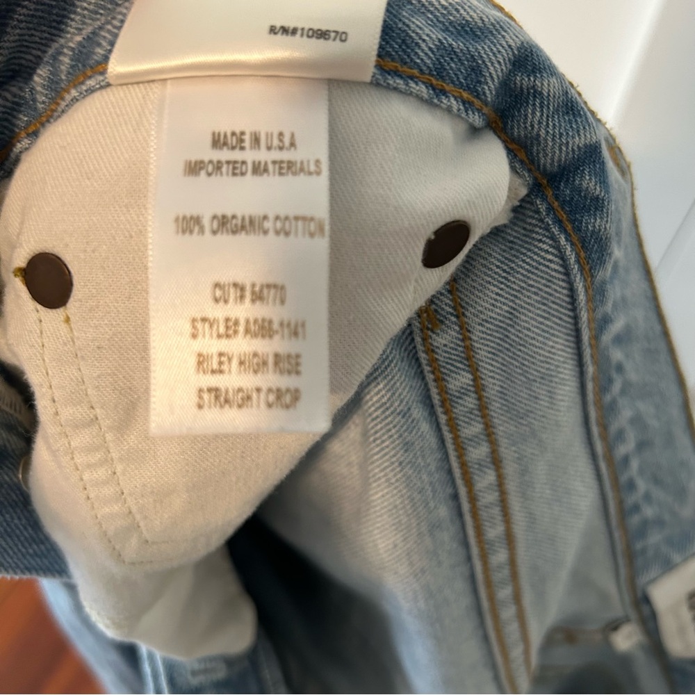 Agolde Women's Riley Clear Skies High-Rise Straight Crop Jeans in Size 27 - Picture 12 of 12